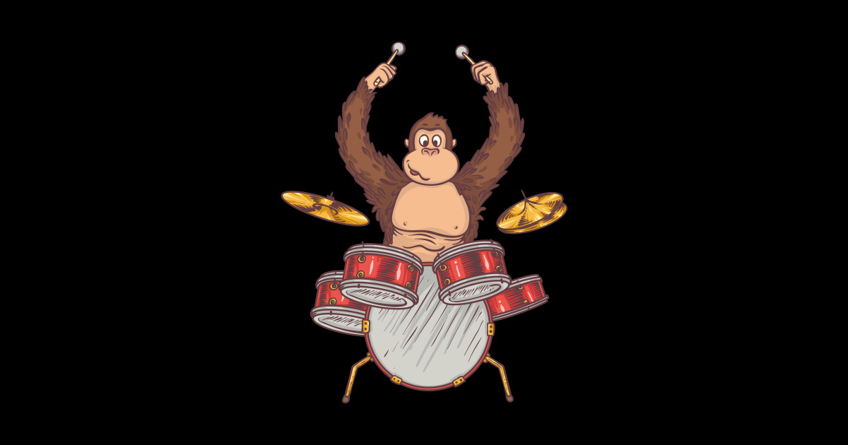 Drum Drum Drum Monkey Sticker TeePublic