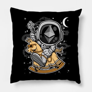 Astronaut Horse Ethereum ETH Coin To The Moon Crypto Token Cryptocurrency Blockchain Wallet Birthday Gift For Men Women Kids Pillow