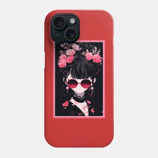 Aesthetic Anime Girl Pink Rosa Black | Quality Aesthetic Anime Design | Premium Chibi Manga Anime Art Phone Case