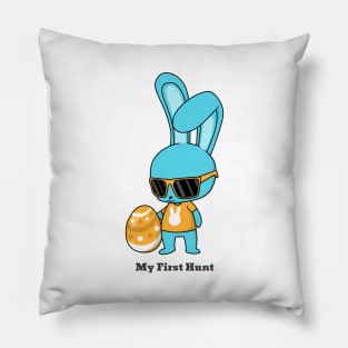 Blue Easter Bunny My First Hunt Egg Pillow