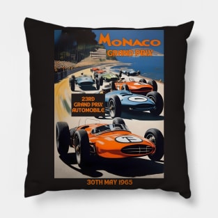 1965 Monaco Grand Prix Racing Poster Pillow