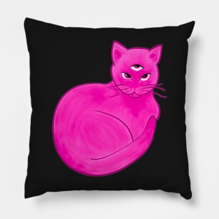 Third eye pink cat Pillow