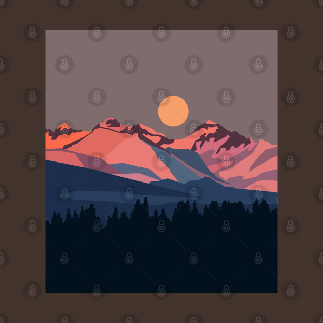 Sunset in snowy mountains by BumbleBambooPrints