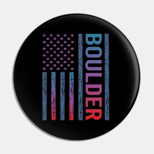 Blue Red Flag - Boulder Pin