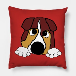 miniature american shepherd red tri peeking cartoon Pillow