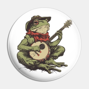 frog playing banjo Pin