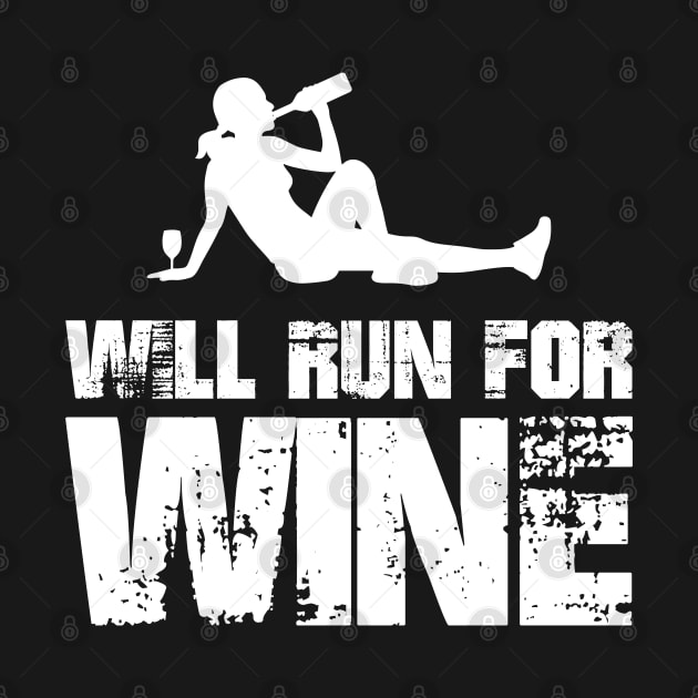 Will Run for Wine - female runner by PAVOCreative