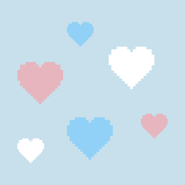 Trans Pride Hearts Pixel Art by christinegames