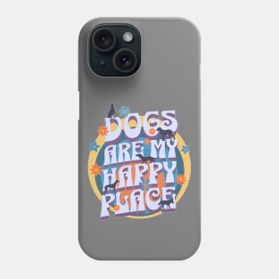 Dogs are my happy place - Dogs & flowers in a retro vintage design Phone Case