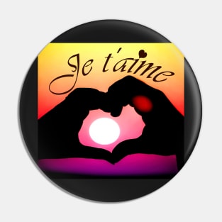 Je t'aime (I love you in French) - Pop art Pin