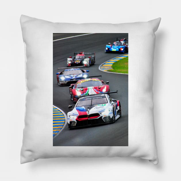 BMW M8 GTE 24 Hours of Le Mans 2018 Pillow by Andy Evans Photos