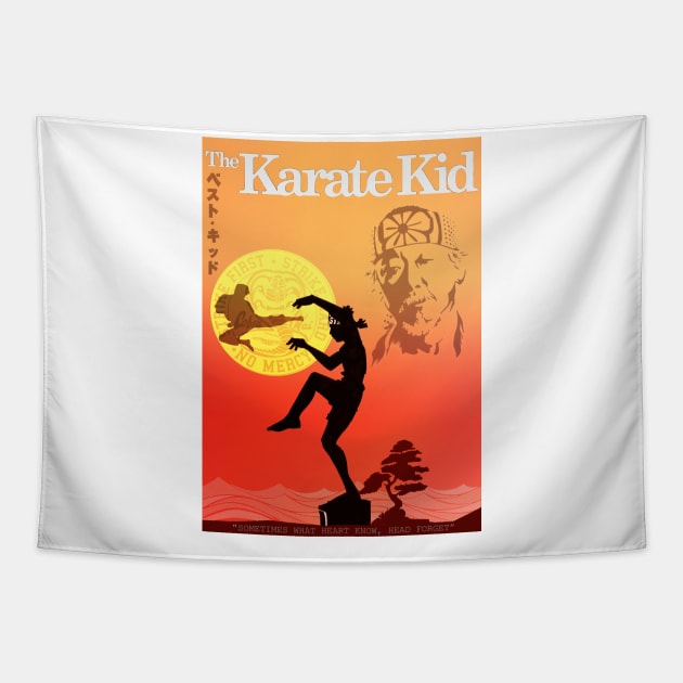 The karate kid minimal art poster Tapestry by retromegahero