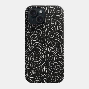 Simple graphic pattern with short lines, white on black Phone Case