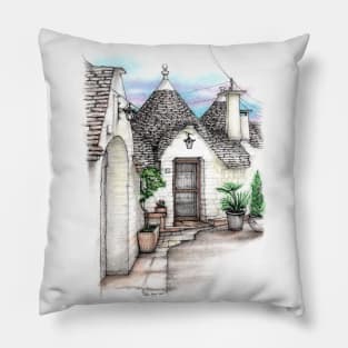 Trulli, Alberobello, Puglia, Italy Pillow