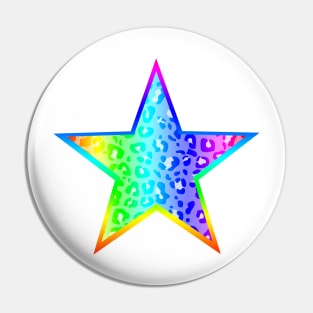 Bright Rainbow Leopard Print Star Pin