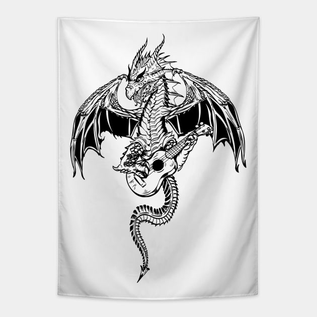 SEEMBO Dragon Playing Guitar Guitarist Musician Music Band Tapestry by SEEMBO