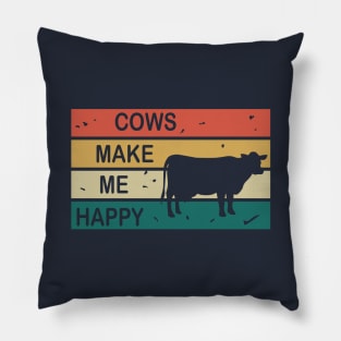 Cows Make Me Happy - Cute Vintage Retro Design Pillow