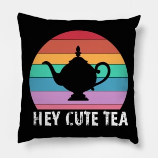 Hey Cute Tea funny rainbow teapot Pillow