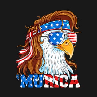 Murica Eagle 4Th Of July Mullet American Flag Usa Patriotic T-Shirt