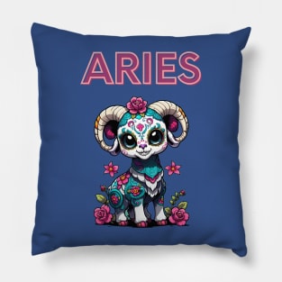 Adorable Sugar Skull Aries Pillow