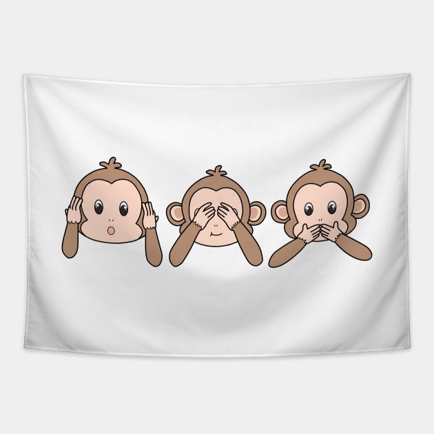 Three wise monkeys Tapestry by Tsukirei0_0