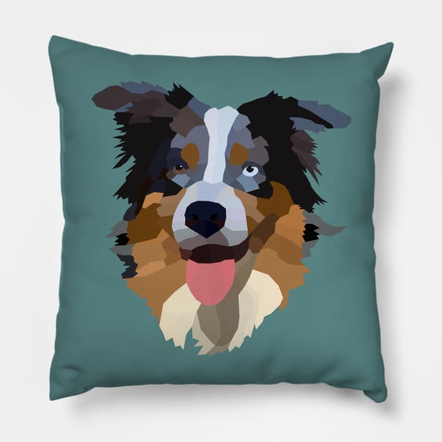 Blue Australian shepherd Pillow by DavidDms