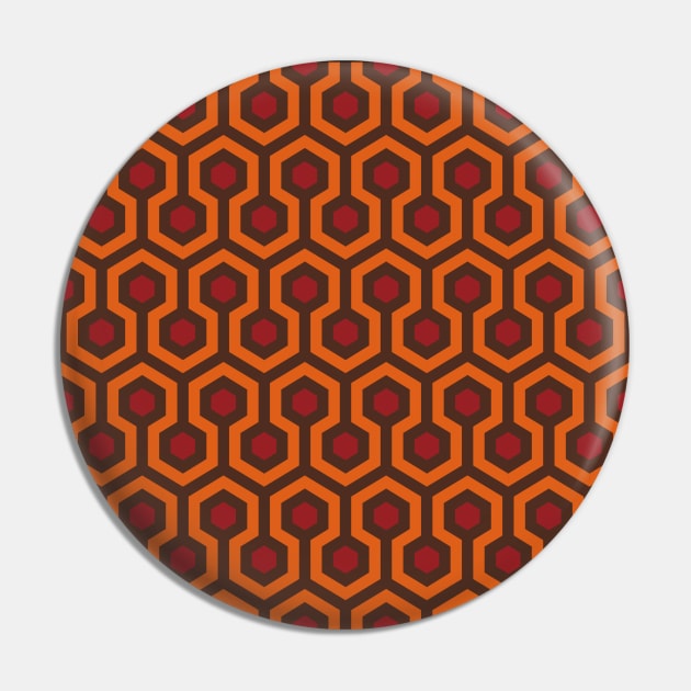 Geometric Pattern: Looped Hexagons: Orange/Red/Brown Pin by Red Wolf
