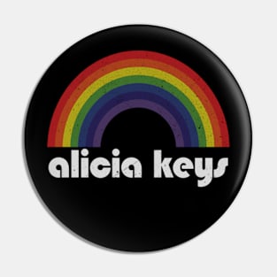 Alicia Keys / Vintage Rainbow Design // Fan Art Design Pin