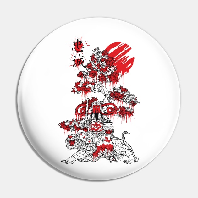 Man and Tiger Oriental Style Art Pin by NiceIO