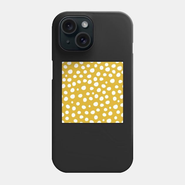 Dots on Mustard Yellow Phone Case by latheandquill