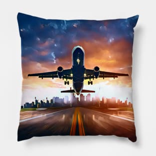 Take Off (Plane Leaving the city) Pillow