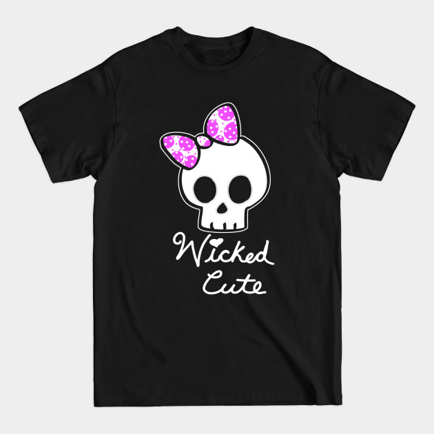 Disover Wicked Cute Halloween SKull With Pink Bow - BlueTshirtCo Halloween Swag - Pink Skull - T-Shirt