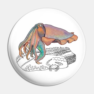 Giant Cuttlefish Doodle-white Pin