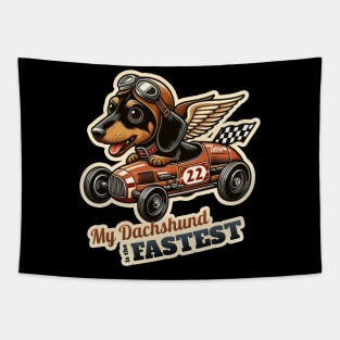 Car racer Dachshund. Tapestry