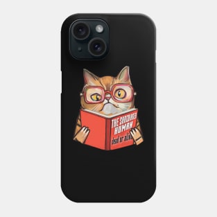 Geek cat with book Phone Case