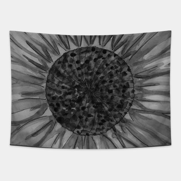 Black and white sunflower flower Tapestry by deadblackpony