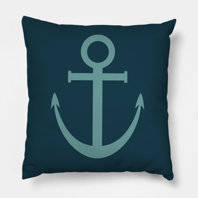 Nautical Anchor in Teal Pillow by Carabara Designs