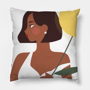 sunflower woman, beautiful Pillow