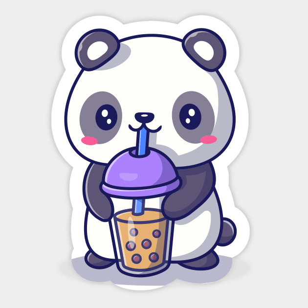 Panda Bear Drinking Boba Tea Kids Funny Gift' Sticker