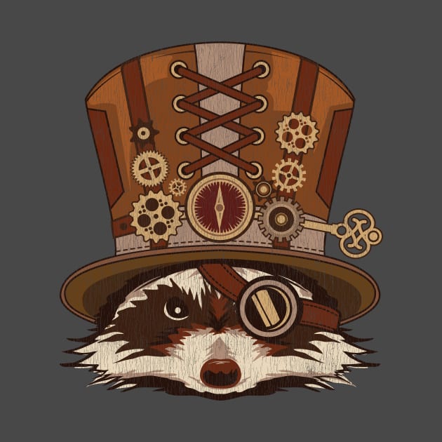 Steampunk Animal Raccoon Vintage Art Gift by propellerhead