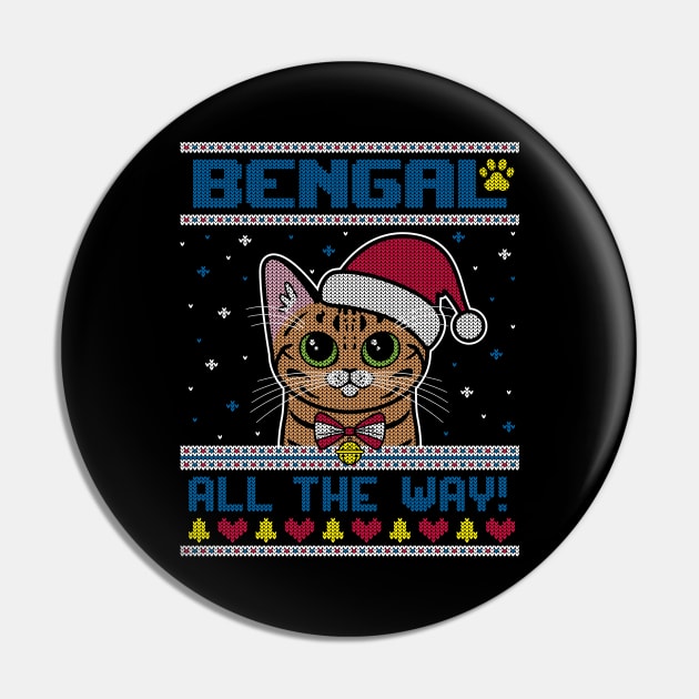 Bengal All The Way - Ugly Christmas Sweater Pin by Kitty Cotton