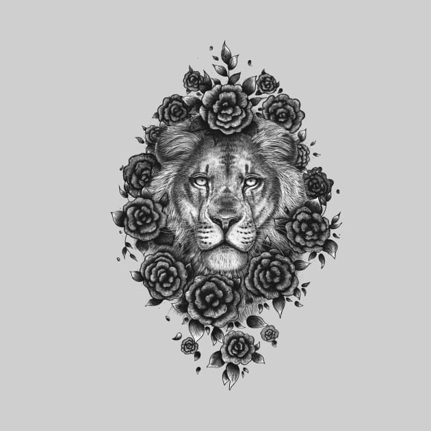 Lion in flowers by kodamorkovkart