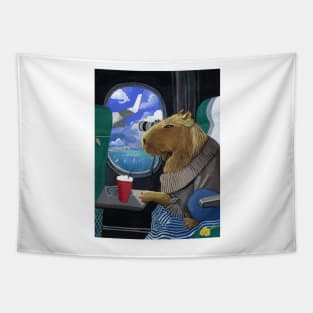 Capybara travelling on a plane Tapestry