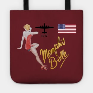 Memphis Belle WW2 Bomber Nose Art B-17 Flying Fortress American Flag Tote