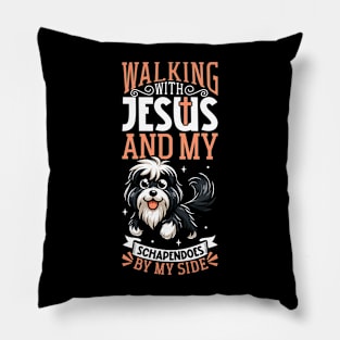 Jesus and dog - Schapendoes Pillow