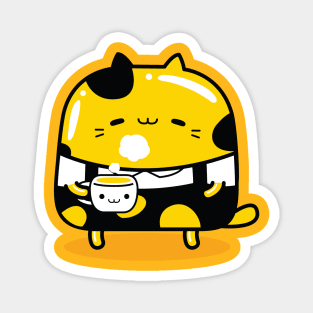 yellow cat barista profession Magnet