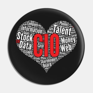 CIO Chief information officer Heart Shape Word Cloud graphic Pin