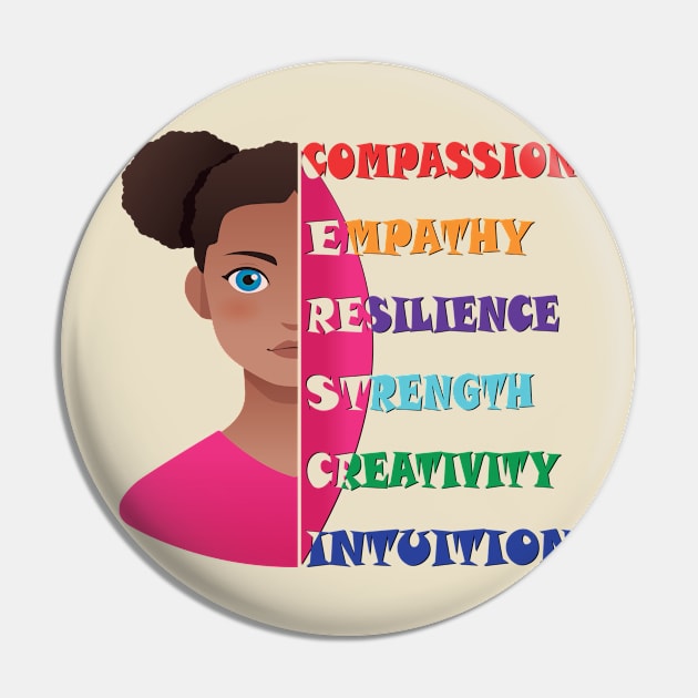 Power-Women: Bold and Inspiring-Kindness and Empathy Reign Pin by Mirak-store 