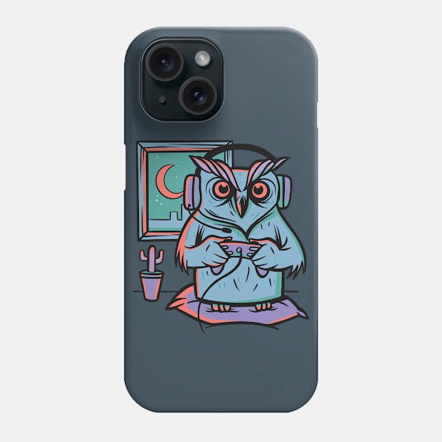 Night Owl Funny Gamer Cartoon // Late Night Gaming Phone Case by SLAG_Creative