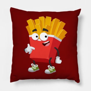 cartoon paper packaging french fries mascot showing himself Pillow